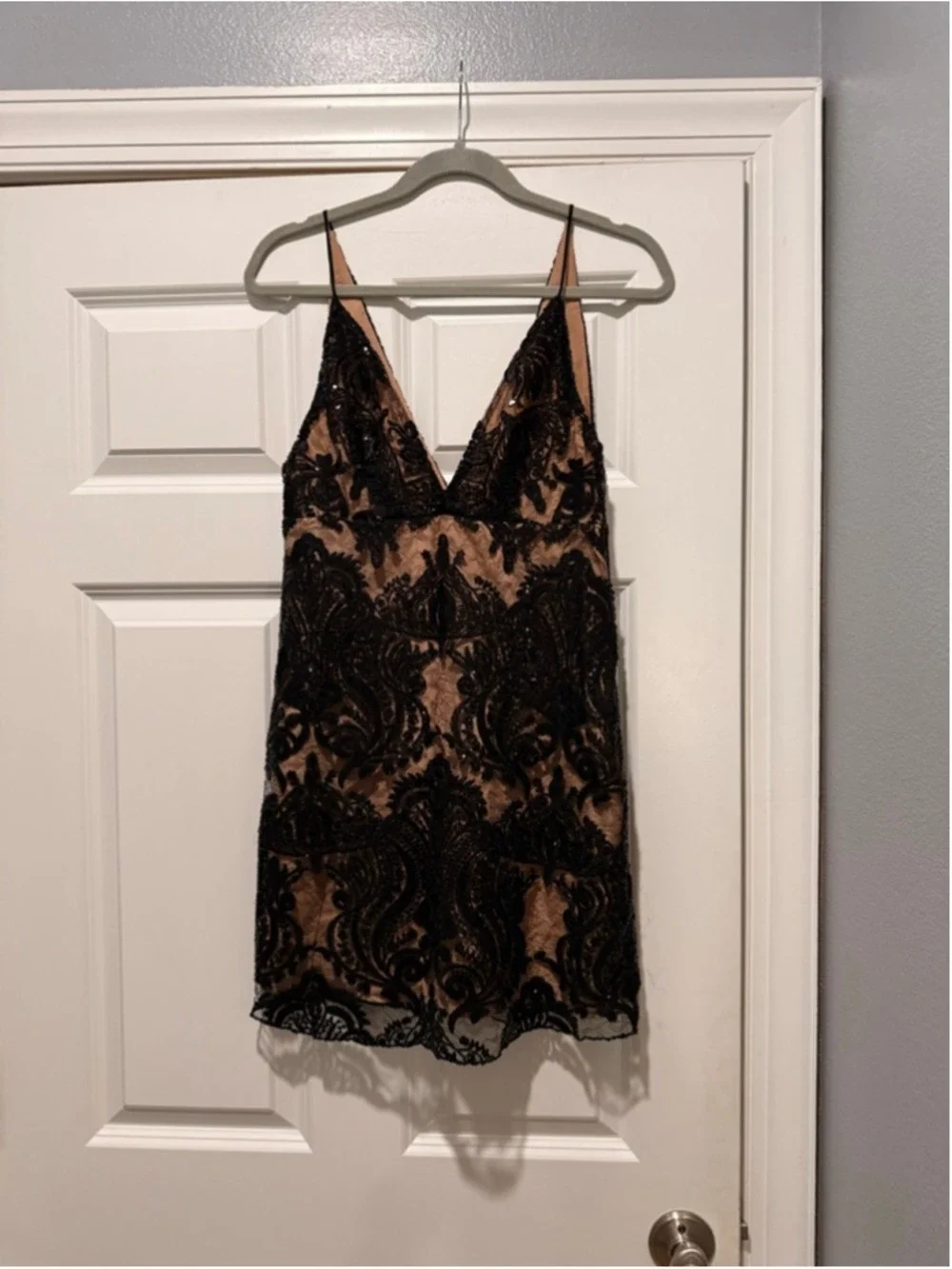 Women's Free People Black & Beige Sequin Mini Dress Size 2